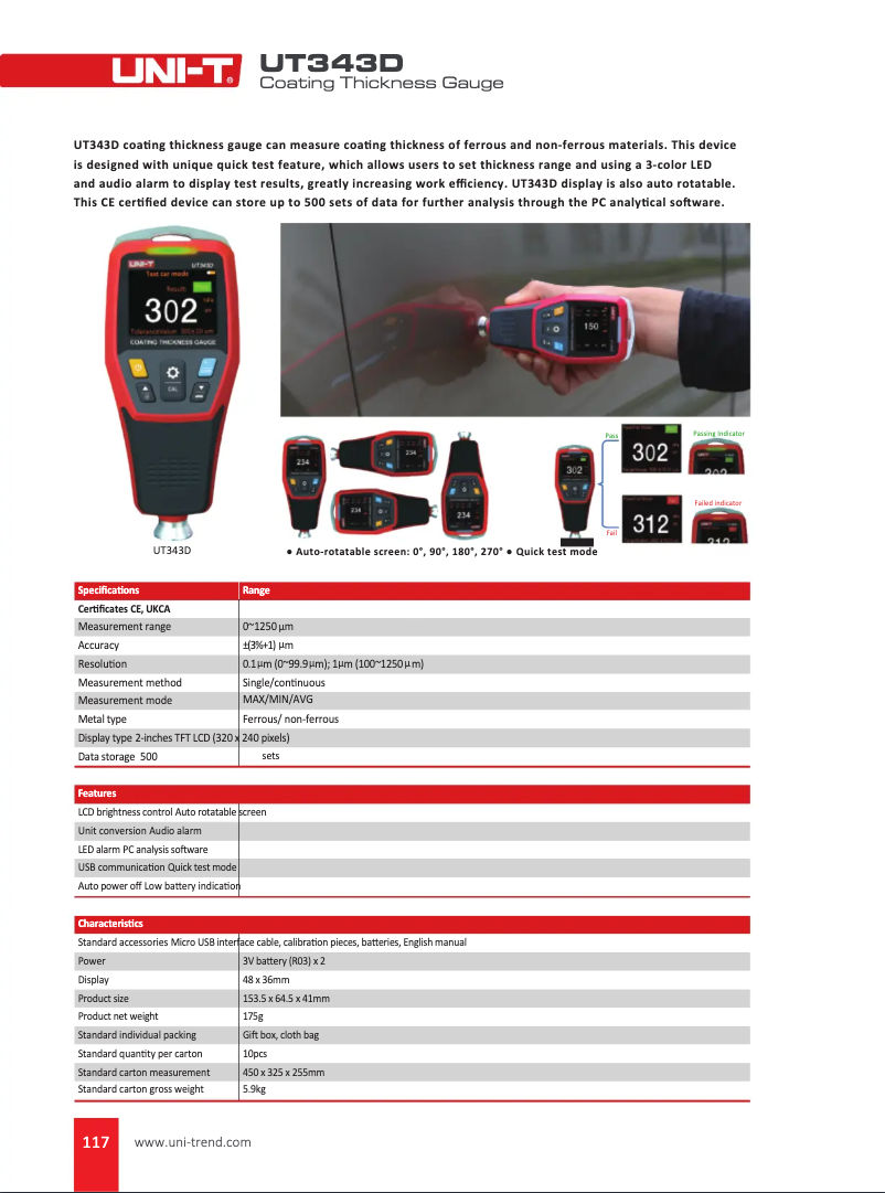 Image de la première page du manuel de l'appareil UT343D