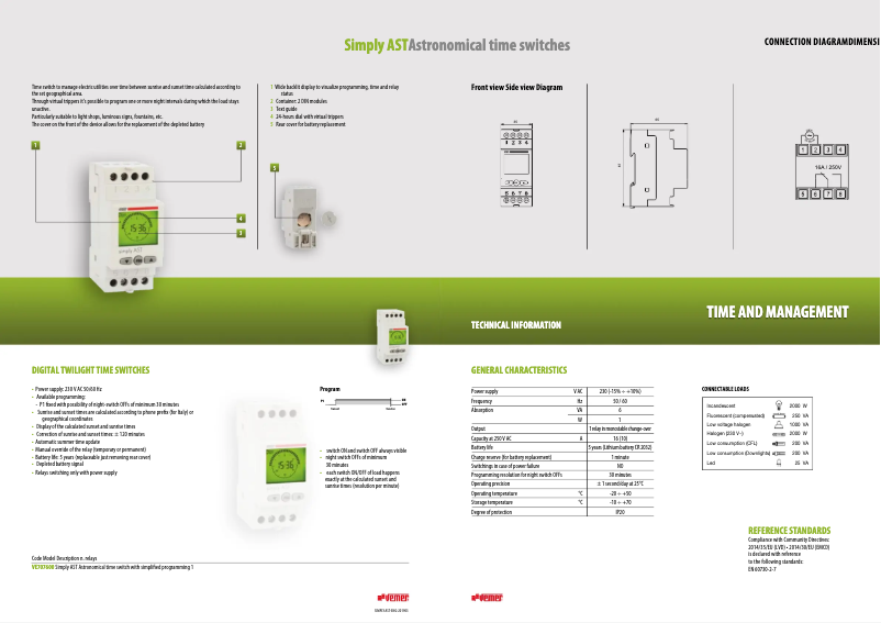 Page 1 de la notice Fiche technique Vemer Simply AST