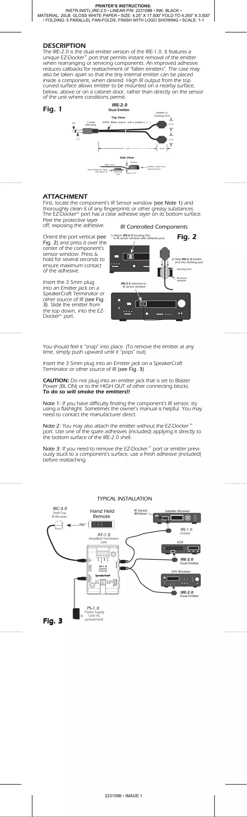 Page n°1 - Manuel utilisateur SpeakerCraft IRE-2.0