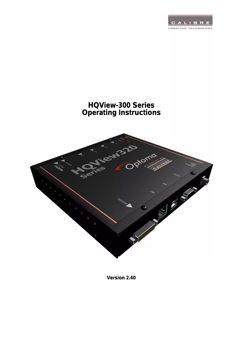 Page 1 de la notice Manuel utilisateur Optoma HQView320