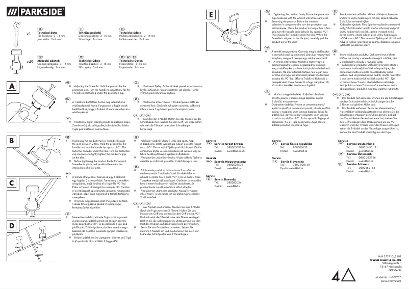 Page 1 de la notice Manuel utilisateur Parkside HG07525