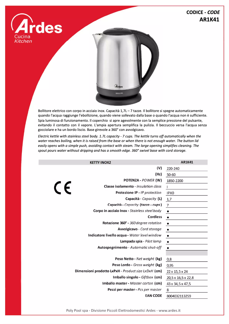 Image de la première page du manuel de l'appareil AR1K41