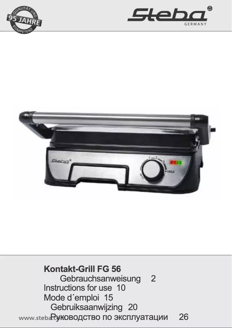 Page n°1 - Manuel utilisateur Steba FG 56