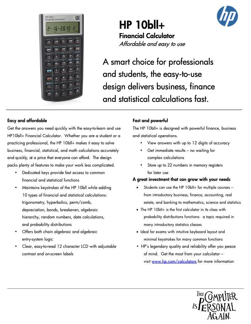 Image de la première page du manuel de l'appareil 10bII+