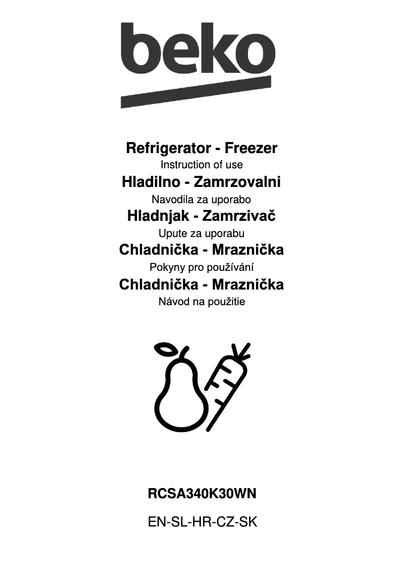 Page n°1 - Manuel utilisateur Beko RCSA340K30WN