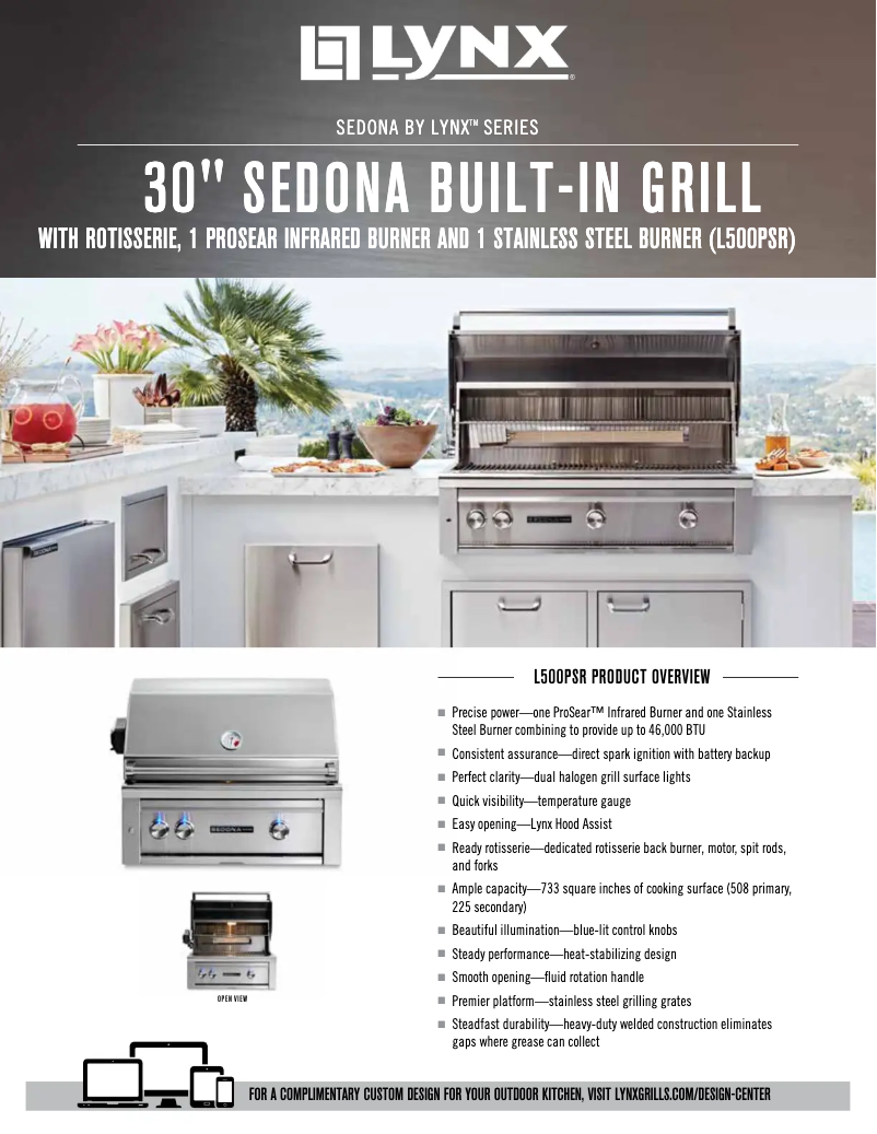 Page 1 de la notice Fiche technique Sedona L500PSR LP