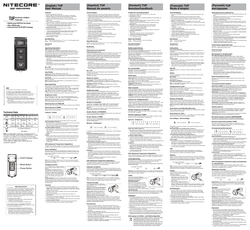 Page n°1 - Manuel utilisateur Nitecore TUP