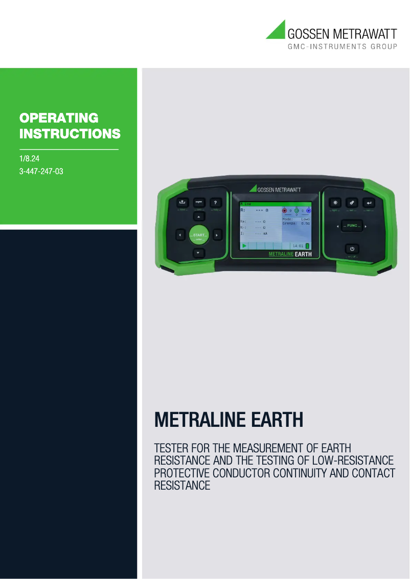 Image de la première page du manuel de l'appareil METRALINE EARTH M590R