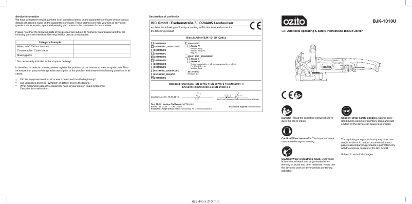 Page 1 de la notice Manuel utilisateur Ozito BJK-1010U