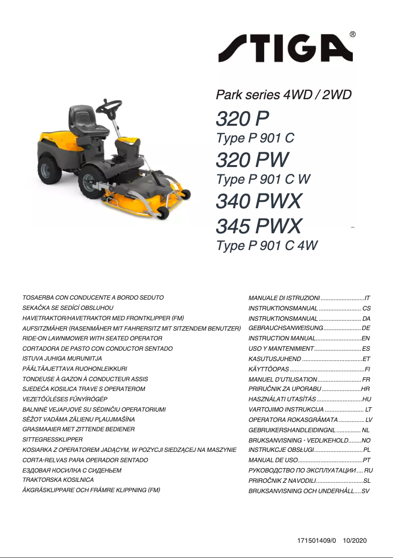 Page 1 de la notice Manuel utilisateur Stiga Park 340 PWX