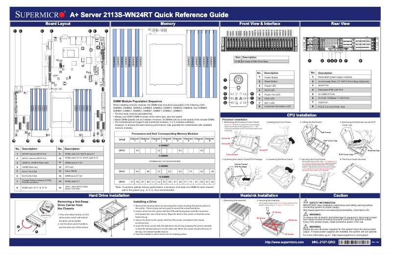 Image de la première page du manuel de l'appareil A+ Server 2113S-WN24RT