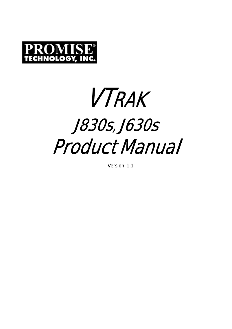 Page n°1 - Manuel utilisateur Promise Technology VTrak J830SD