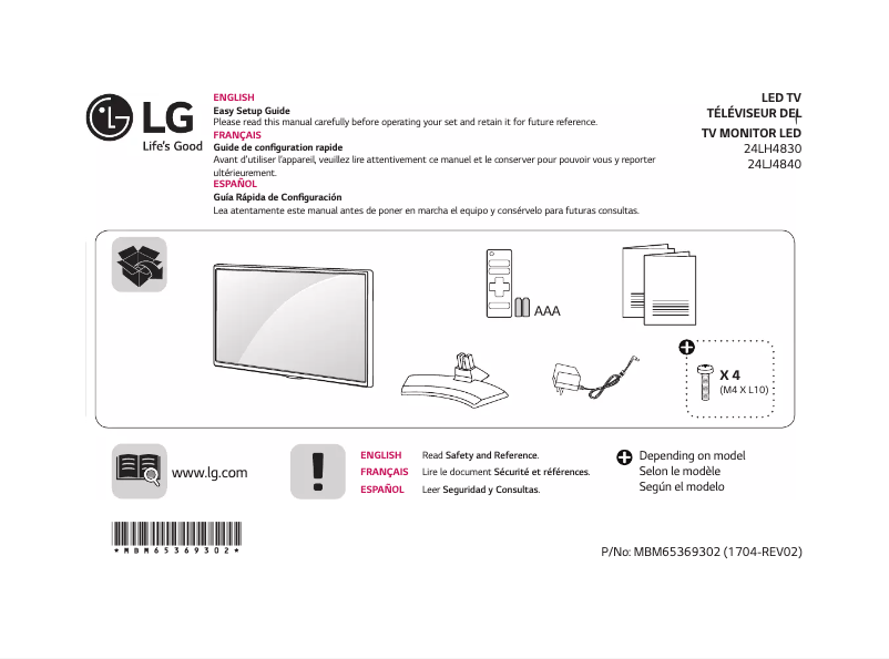 Page n°1 - Manuel utilisateur LG 24LH4830-PU