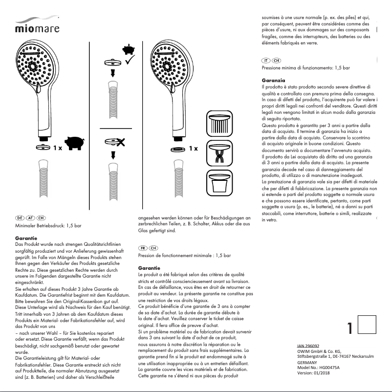 Page n°1 - Manuel utilisateur Miomare IAN 296092