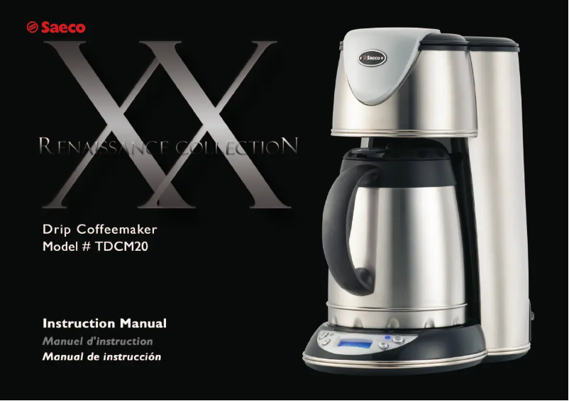 Image de la première page du manuel de l'appareil Saeco Renaissance XX