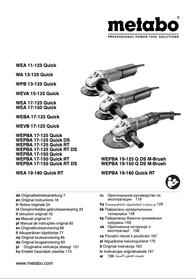 Page n°1 - Manuel utilisateur Metabo WEPBA 17-150 Quick RT