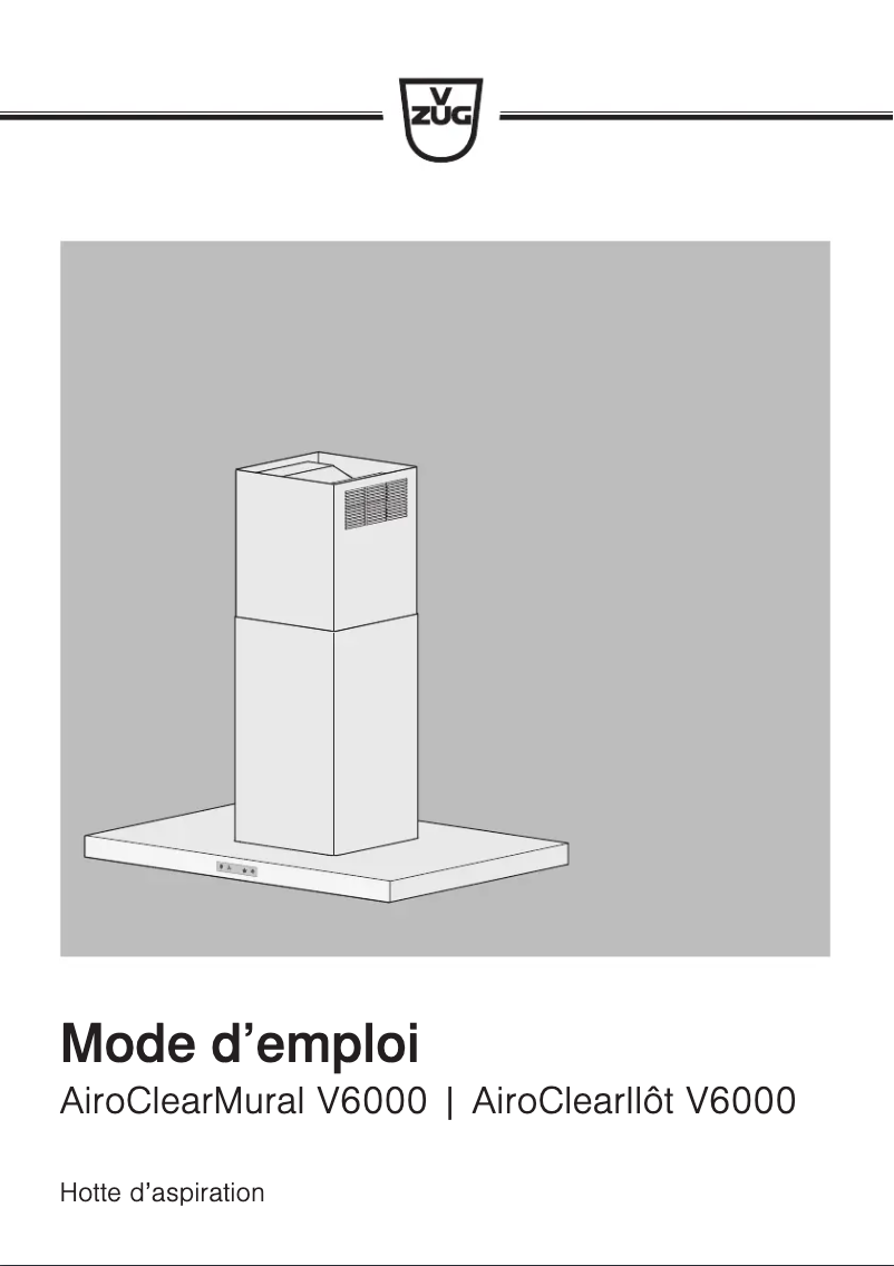 Page 1 of the manual User Manual V-Zug AiroClearParete V6000