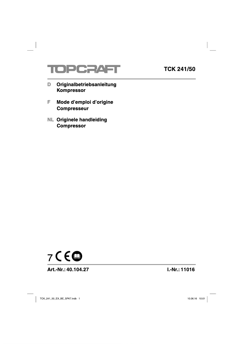 Page n°1 - Manuel utilisateur Topcraft TCK 241/50