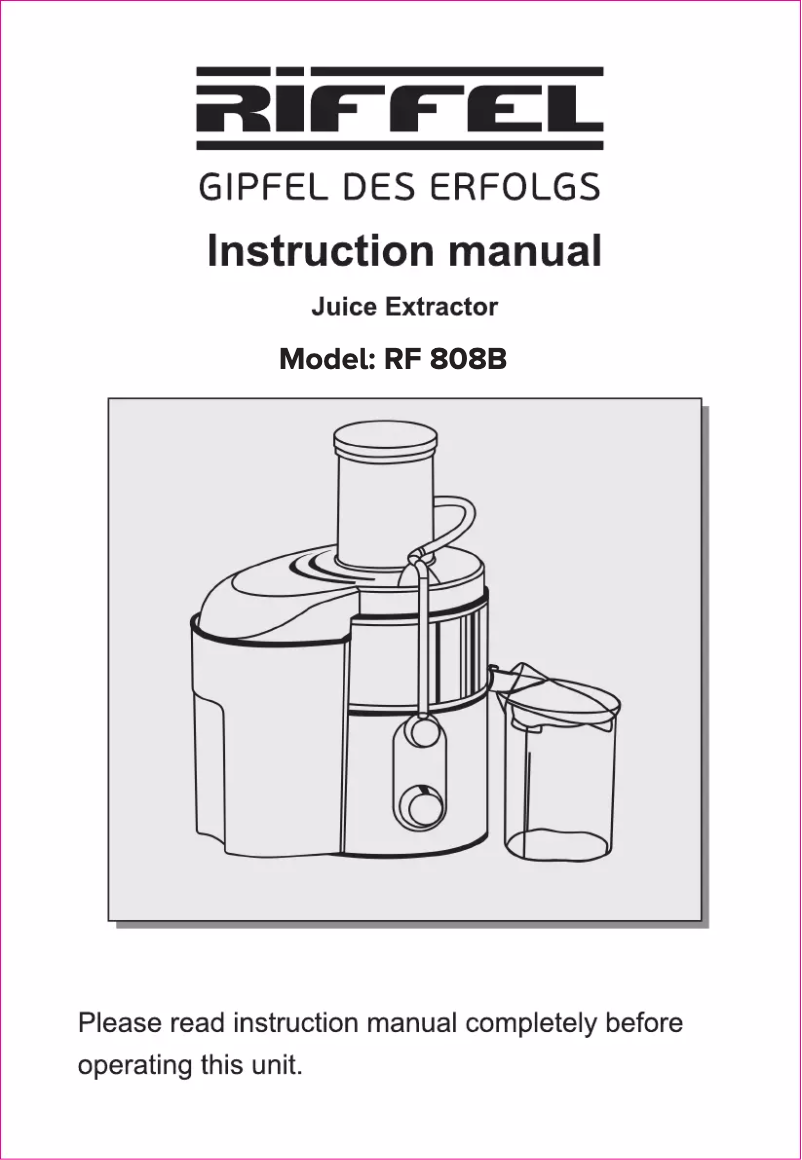 Image de la première page du manuel de l'appareil RF 808B