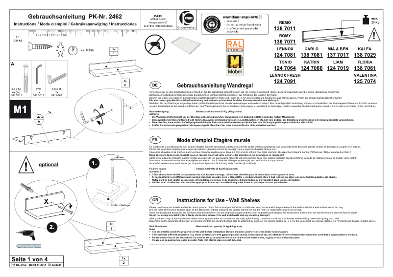 Page n°1 - Manuel utilisateur Paidi Remo