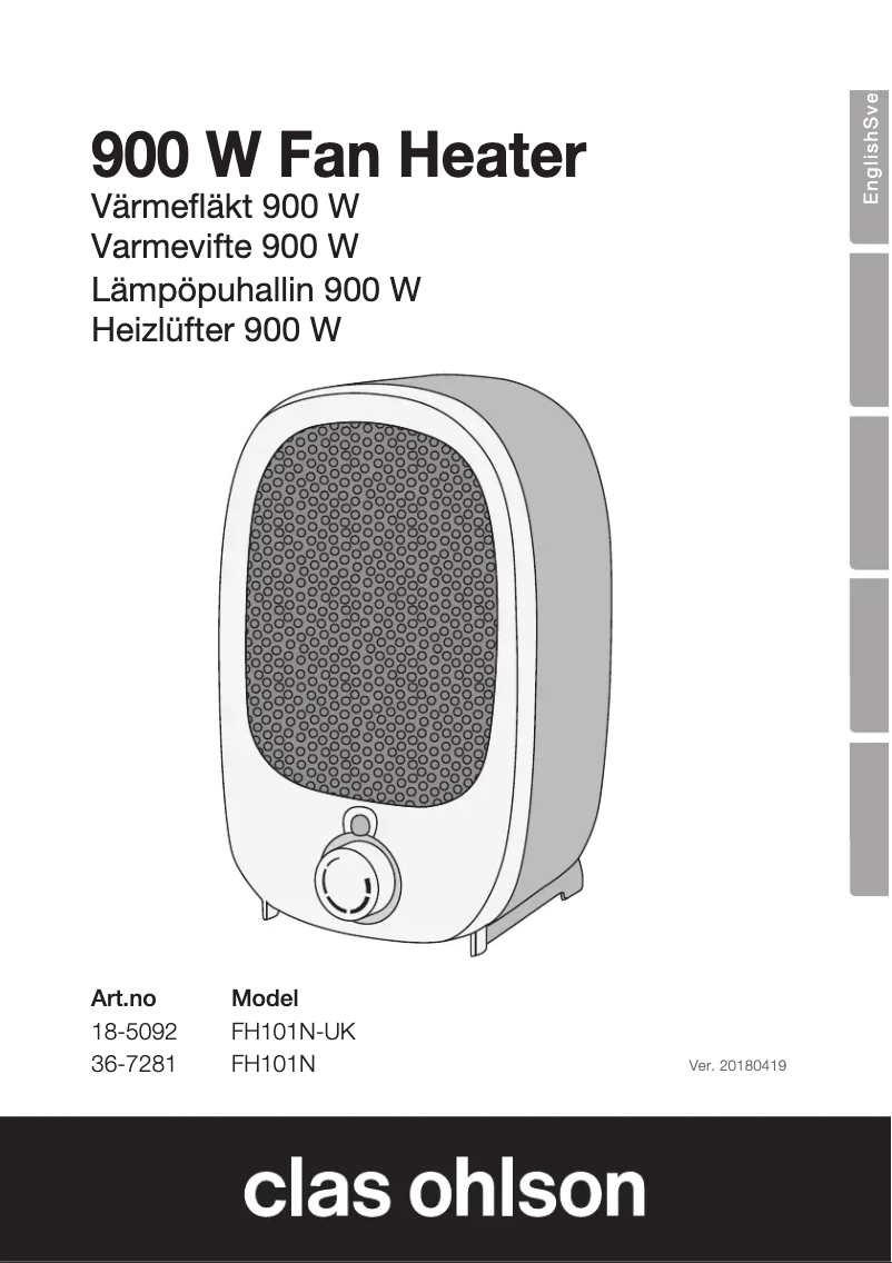 Page n°1 - Manuel utilisateur Clas Ohlson FH101N