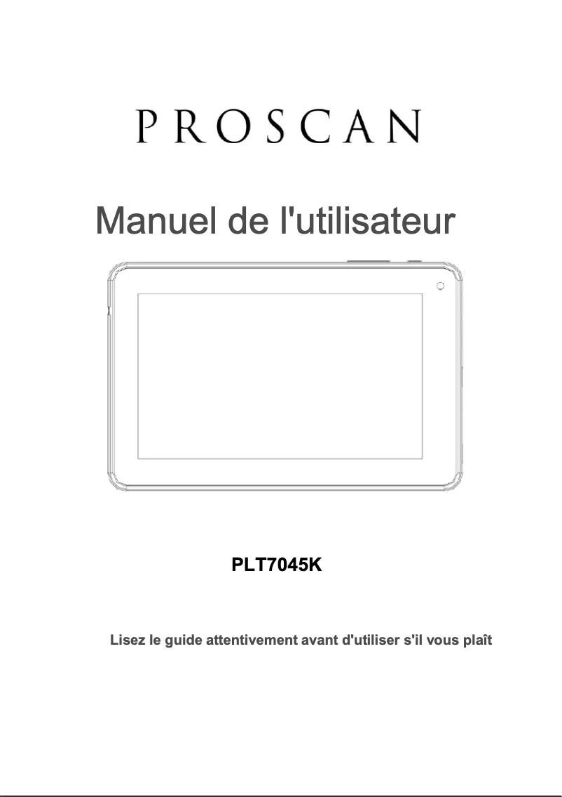 Page n°1 - Manuel utilisateur Proscan PLT7045-K