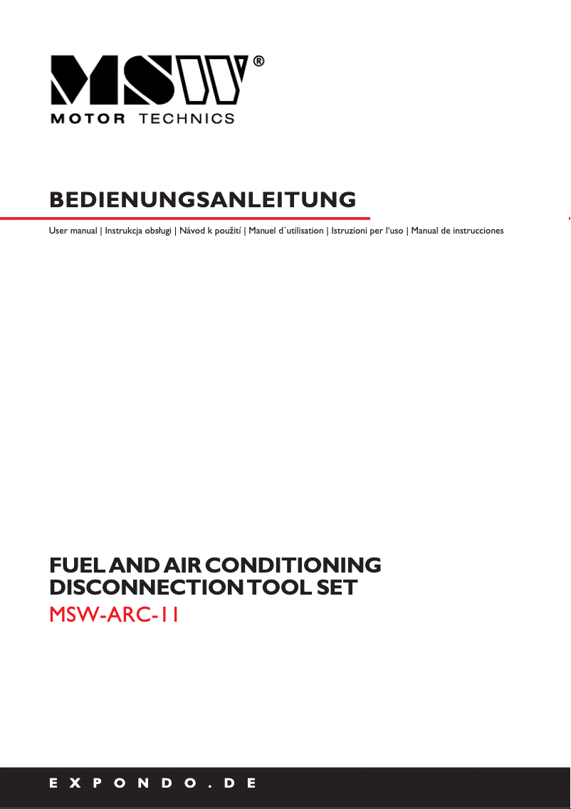 Page 1 de la notice Manuel utilisateur MSW MSW-ARC-11