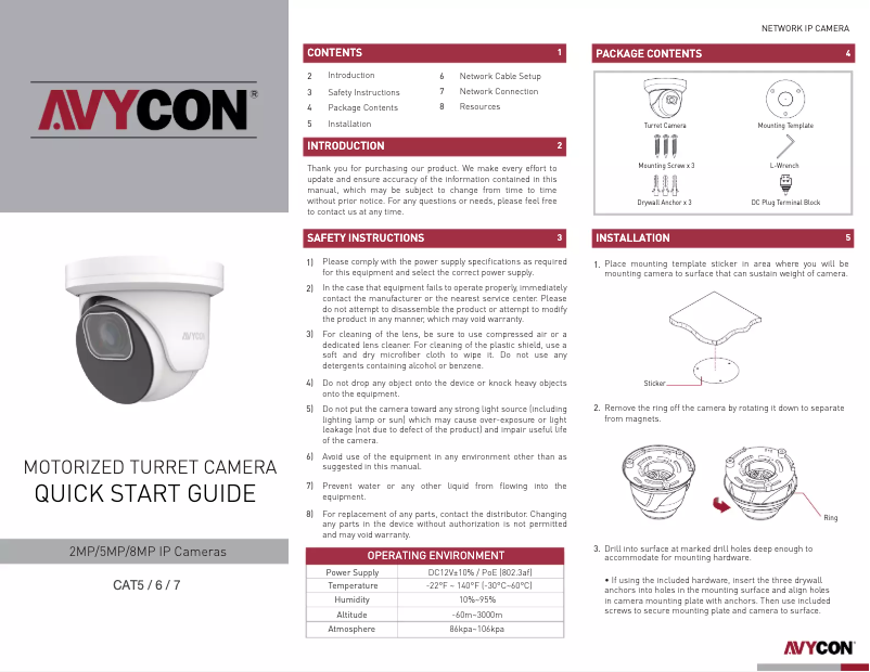 Page n°1 - Manuel utilisateur Avycon AVC-NE51M