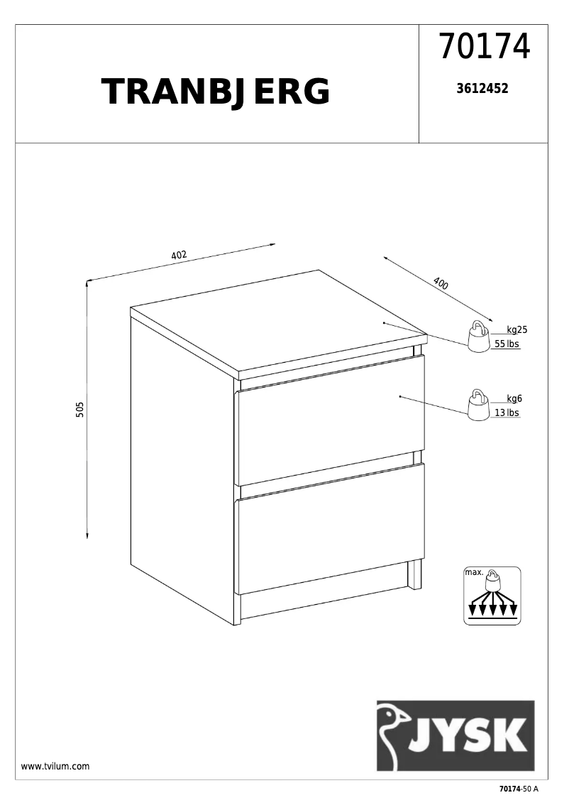 Page 1 de la notice Manuel utilisateur JYSK Tranbjerg