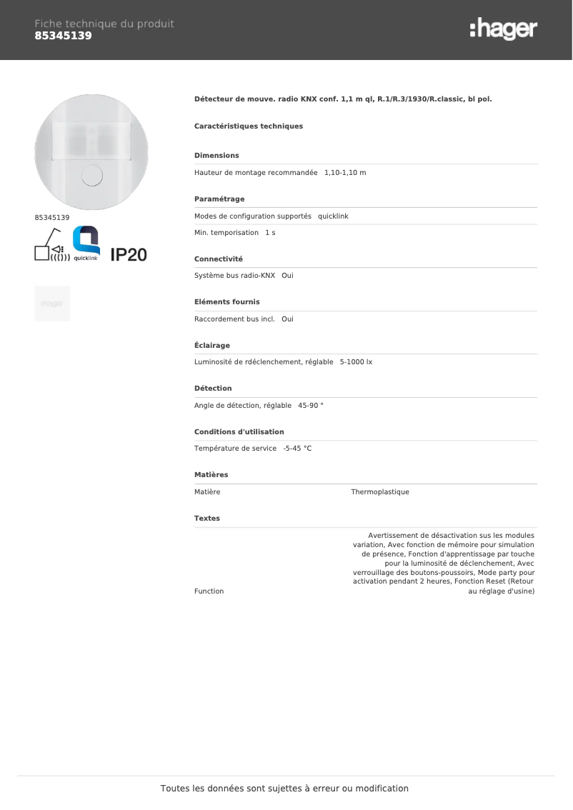 Image de la première page du manuel de l'appareil 85345139