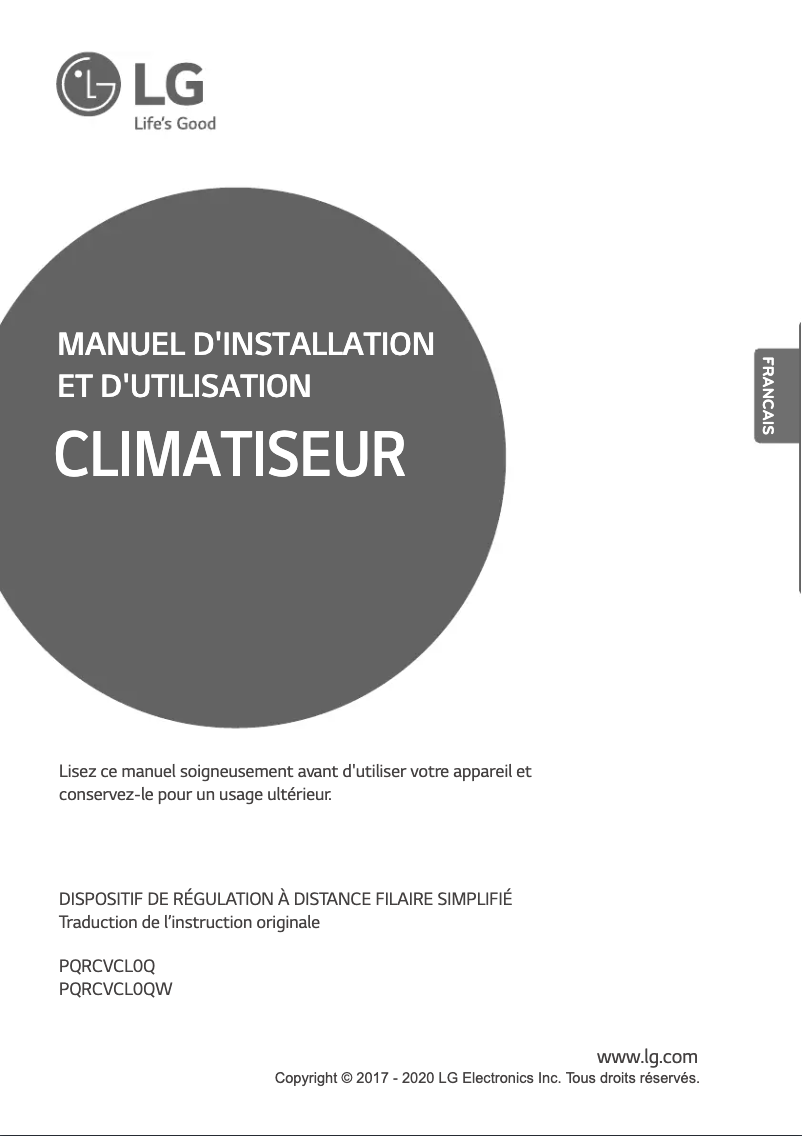 Página 1 del manual Manual de usuario LG PQRCVCL0Q