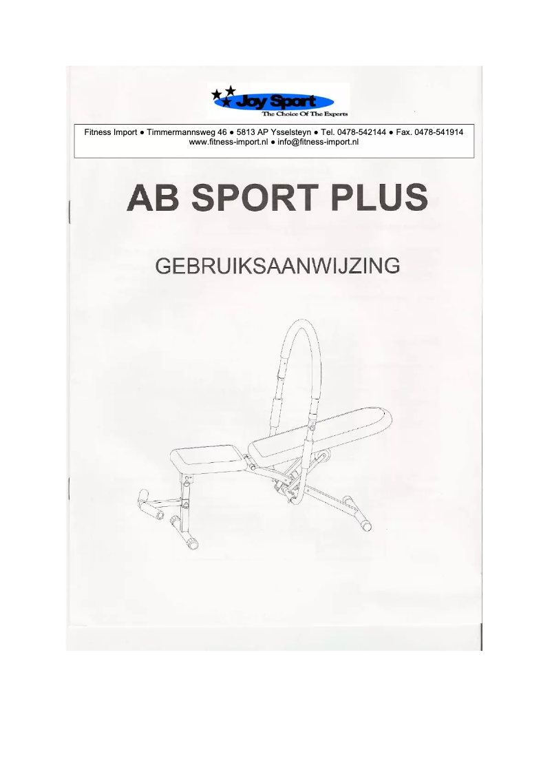 Page 1 de la notice Manuel utilisateur Joy Sport AB Sport Plus