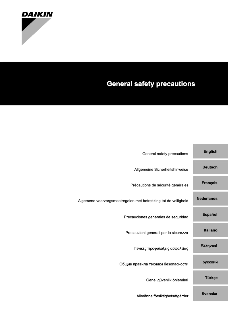 Page 1 de la notice Instructions de sécurité Daikin LRLEQ3BY1