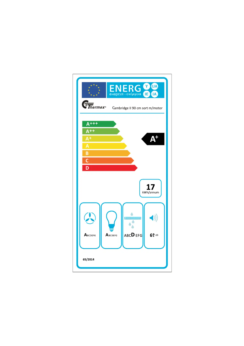 Page 1 de la notice Label énergétique Thermex Cambridge II