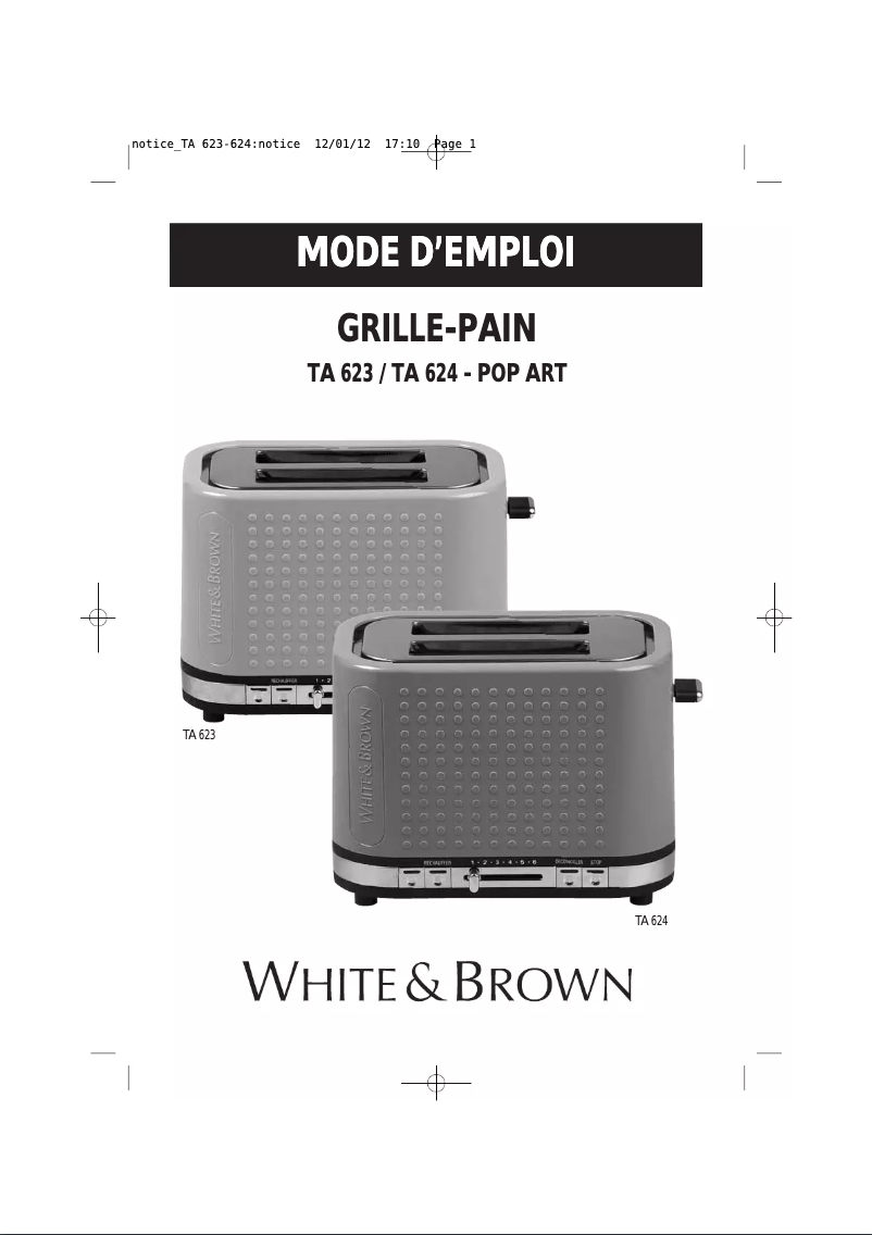 Page n°1 - Manuel utilisateur White And Brown TA 624