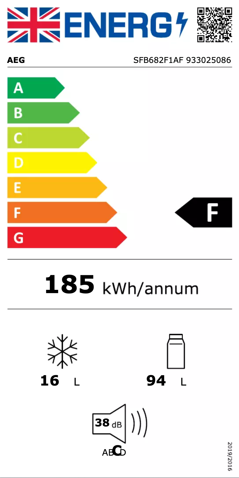 Page n°1 - Label énergétique AEG SFB682F1AF