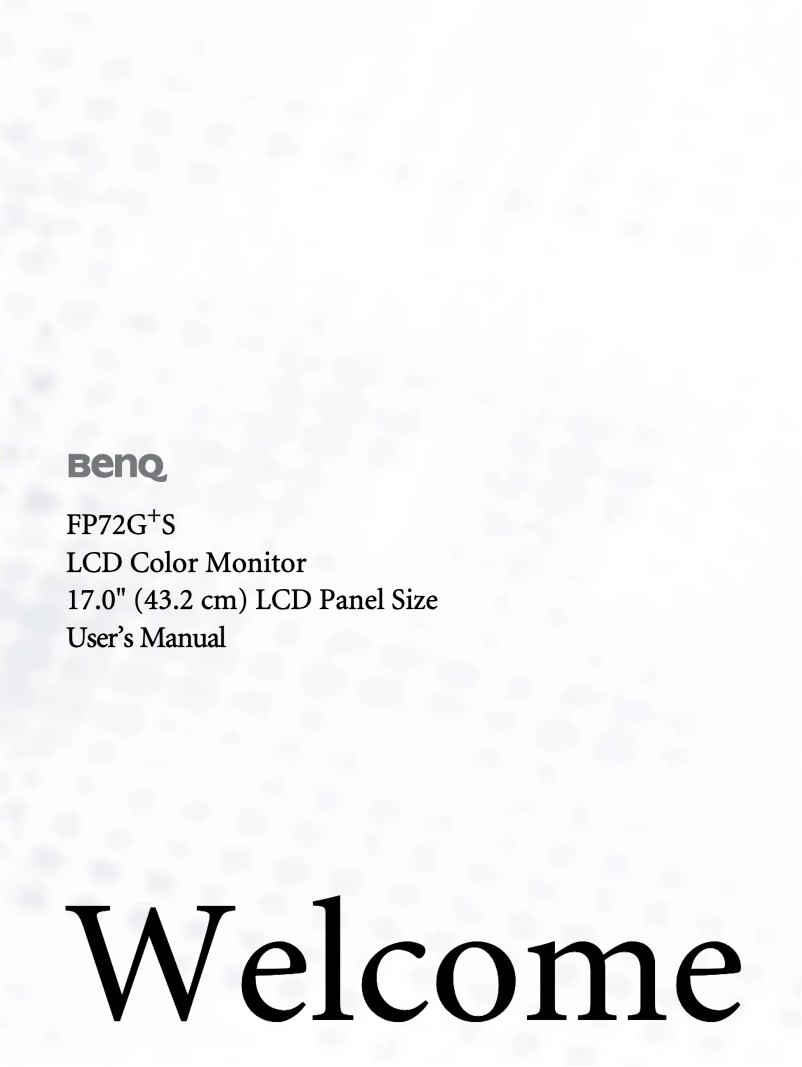 Page 1 de la notice Manuel utilisateur BenQ FP72G+S