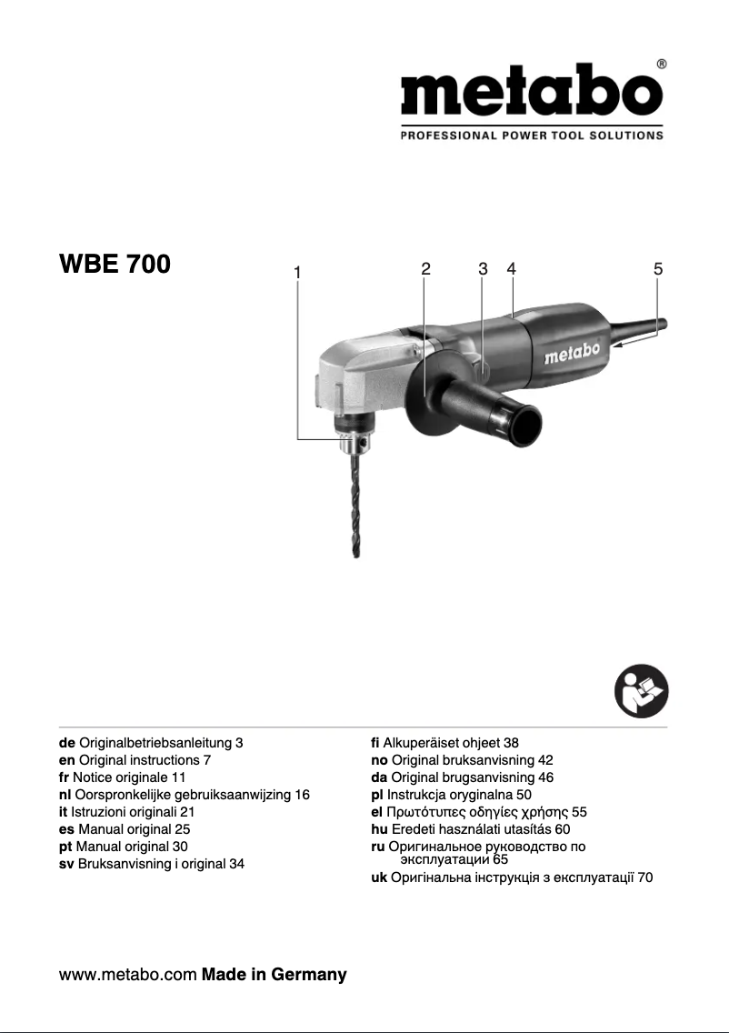 Page n°1 - Manuel utilisateur Metabo WBE 700