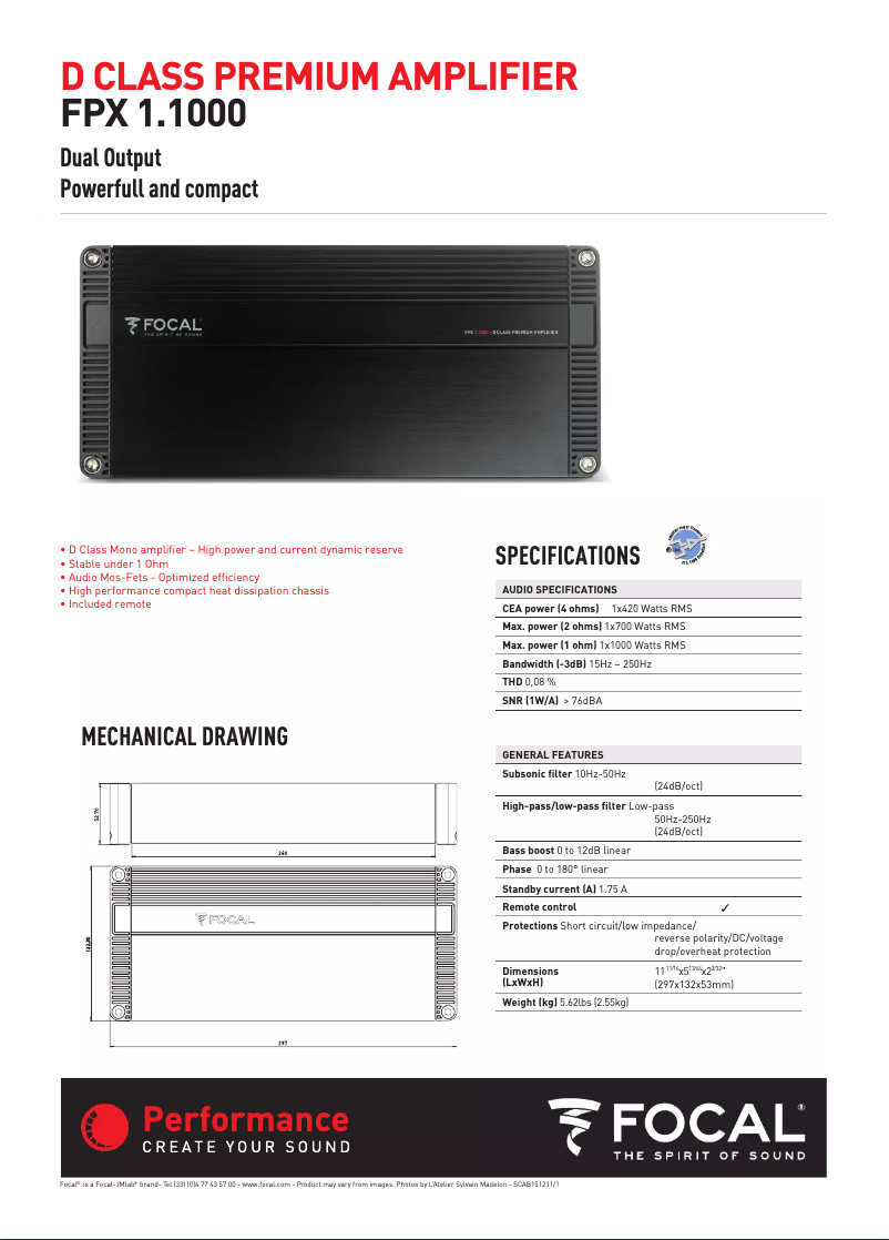 Page 1 de la notice Manuel utilisateur Focal FPX 1.100