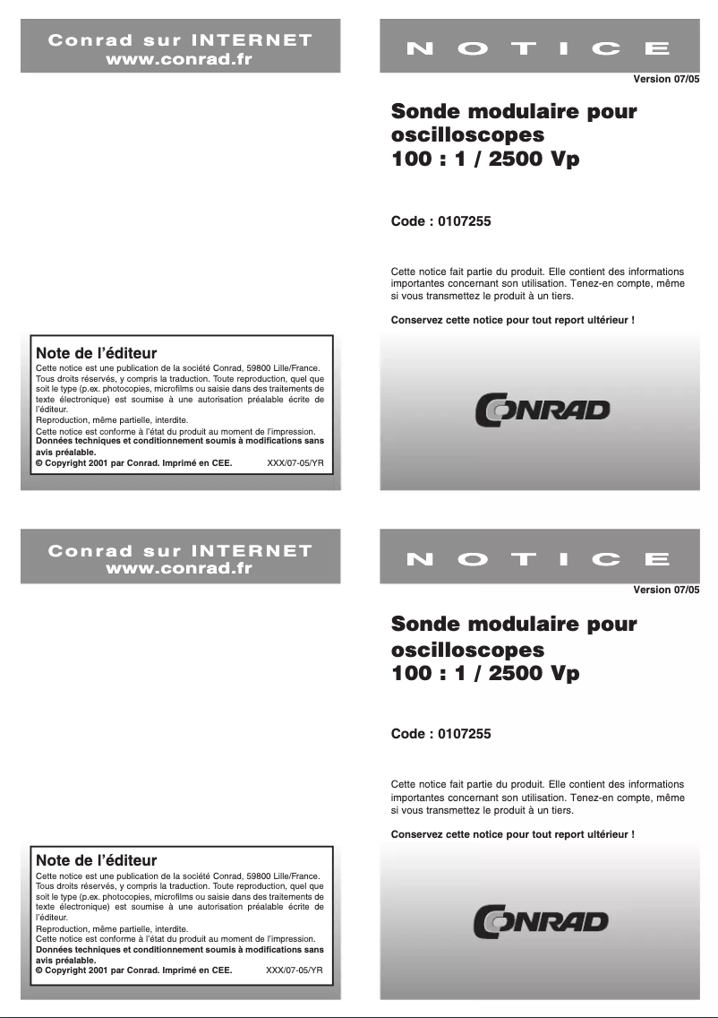 Image de la première page du manuel de l'appareil TT-HV 250