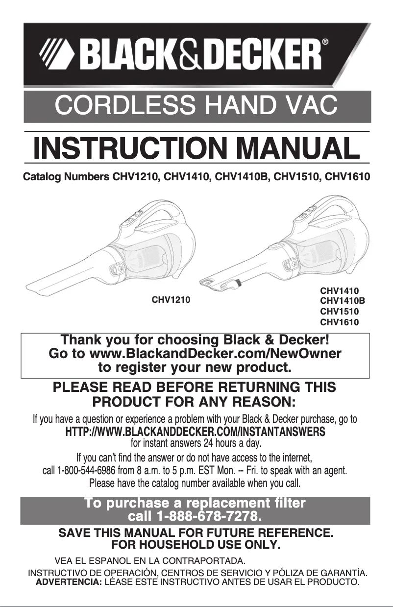 Page 1 de la notice Manuel utilisateur Black & Decker CHV1410