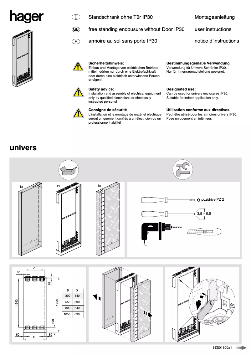 Page n°1 - Manuel utilisateur Hager FP24S1N