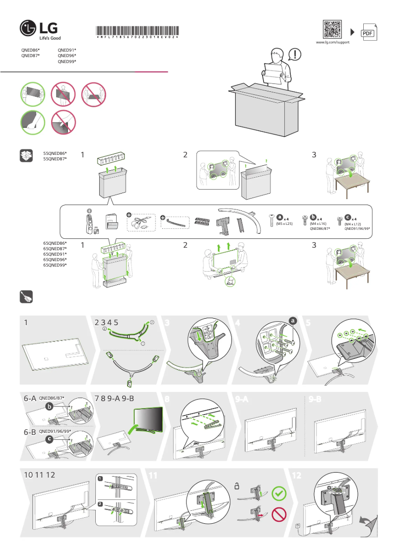 Page 1 de la notice Guide d'installation LG 65QNED916QA