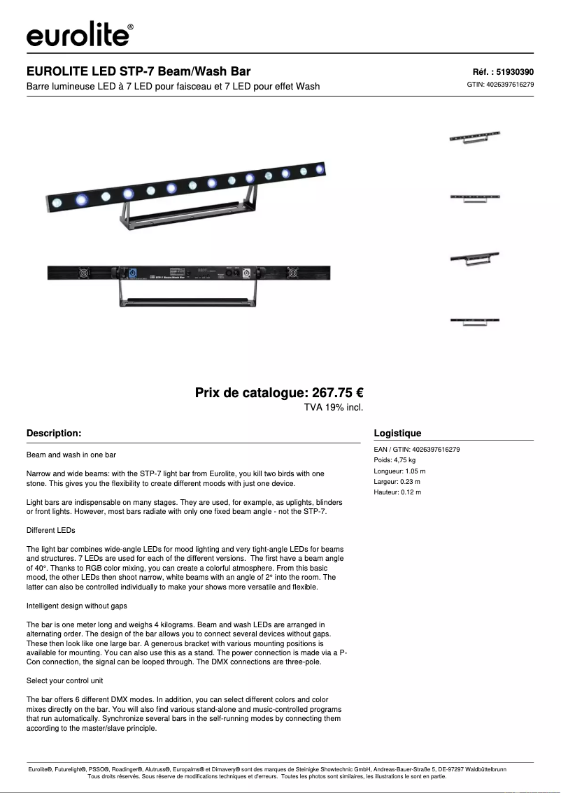 Page n°1 - Fiche technique Eurolite LED STP-7