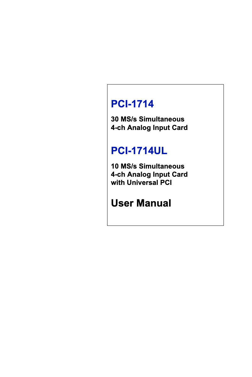 Page n°1 - Manuel utilisateur Advantech PCI-1714U-BE