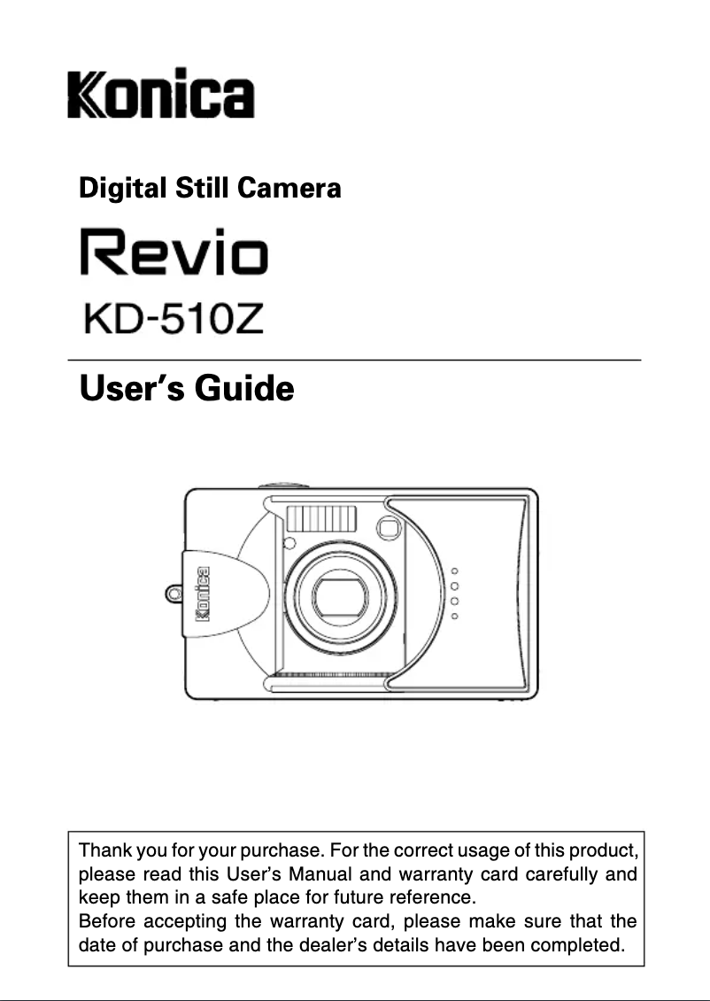 Page 1 de la notice Manuel utilisateur Konica Minolta Revio KD-510Z