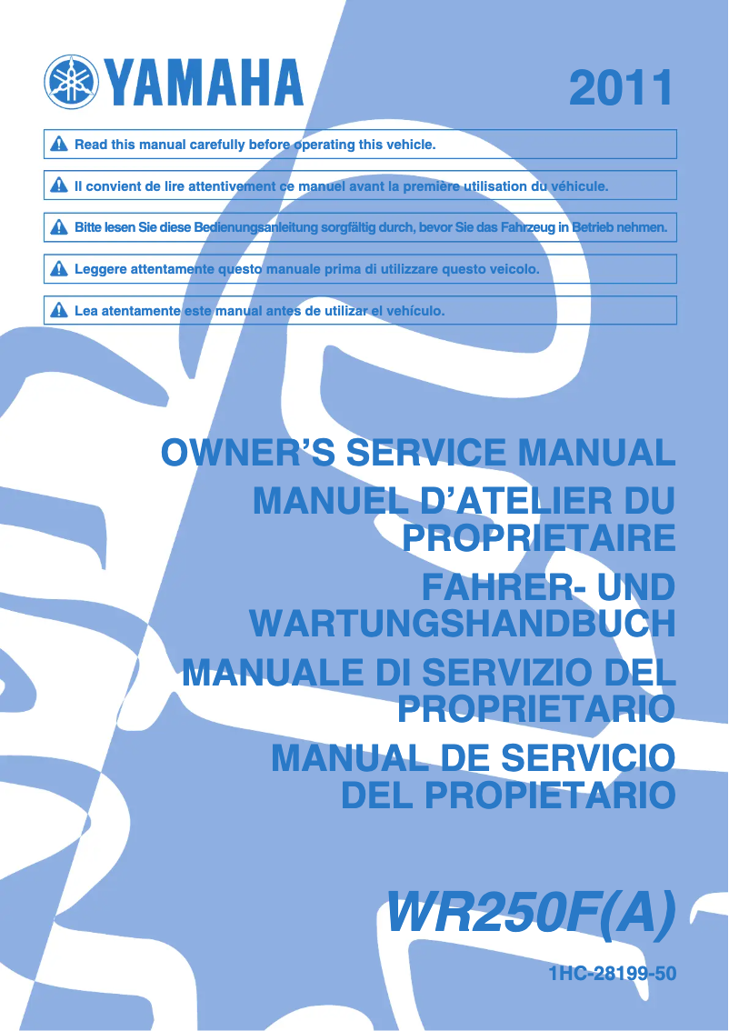 Página 1 del manual Manual de usuario Yamaha WR250F (2011)