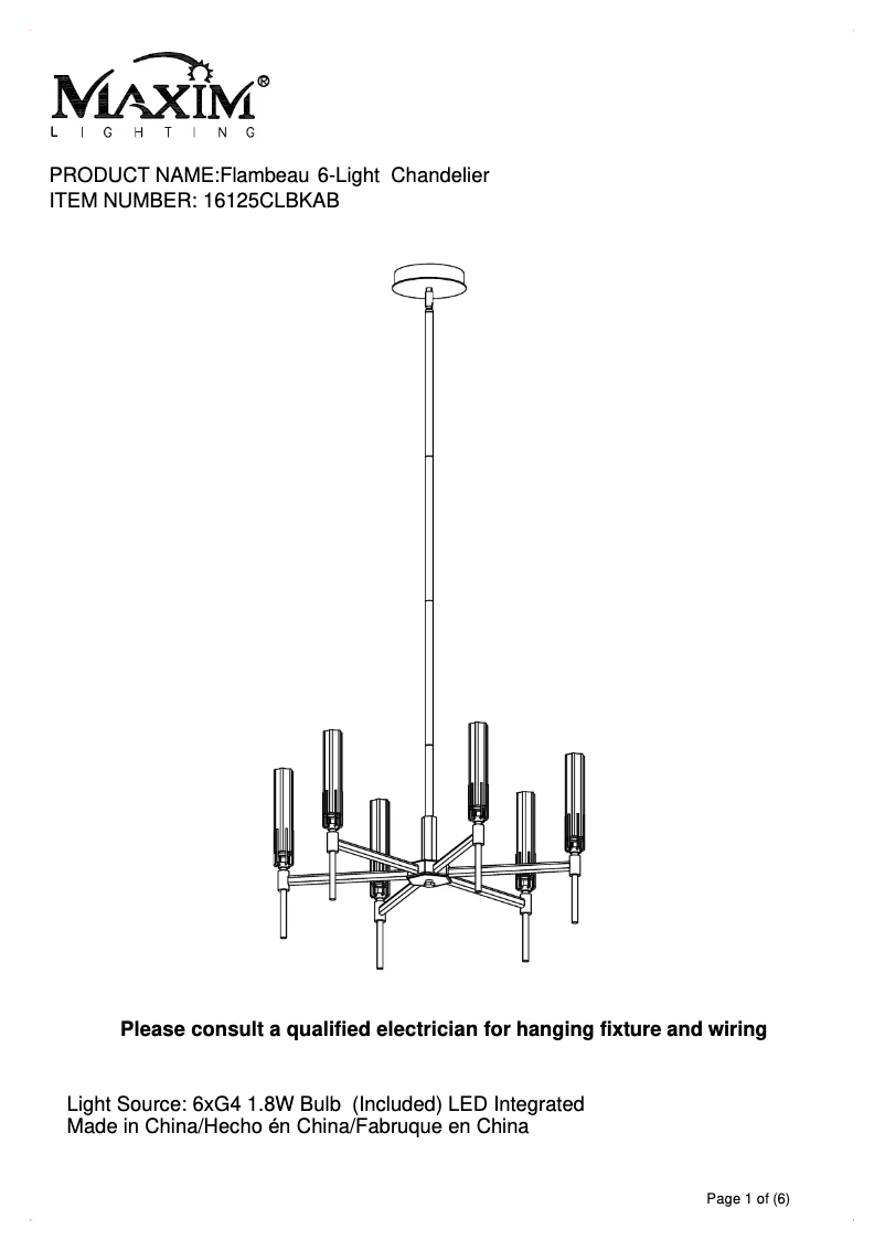 Image de la première page du manuel de l'appareil Flambeau 16125CLBKAB