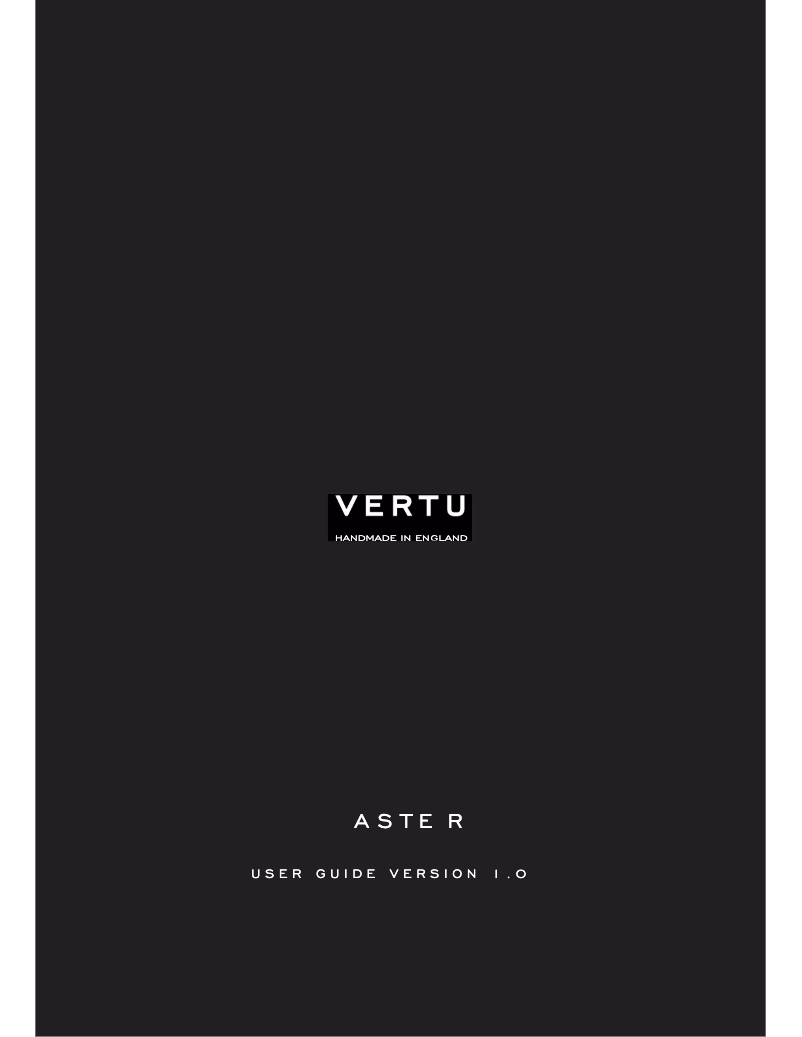 Page 1 de la notice Manuel utilisateur Vertu Aster