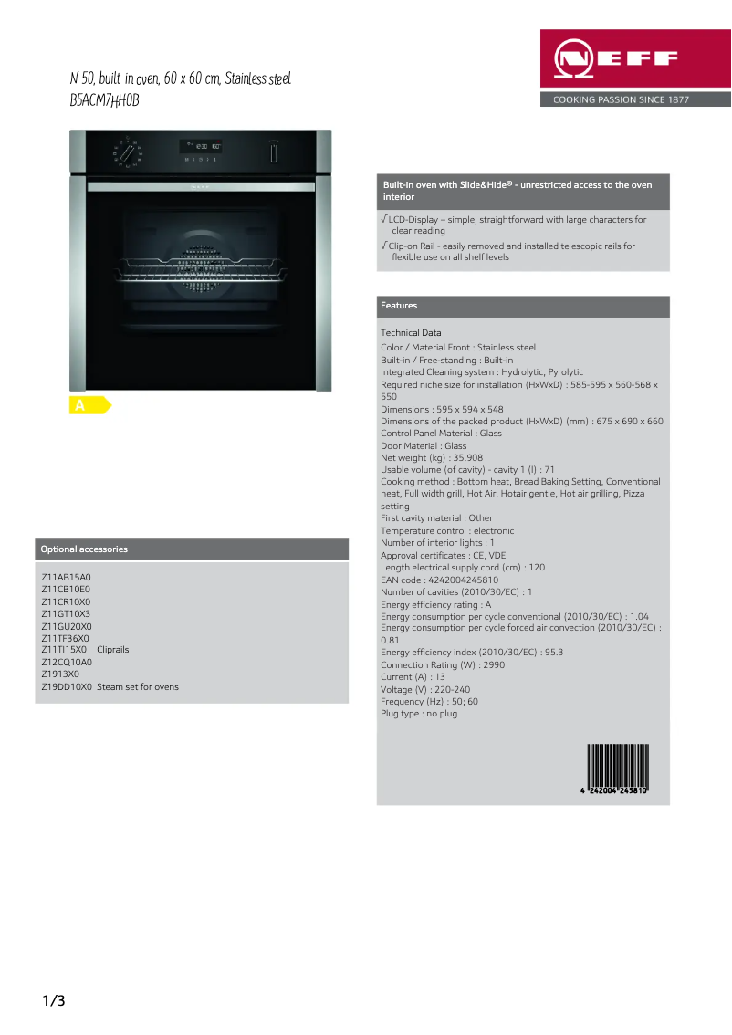 Image de la première page du manuel de l'appareil B5ACM7HH0B